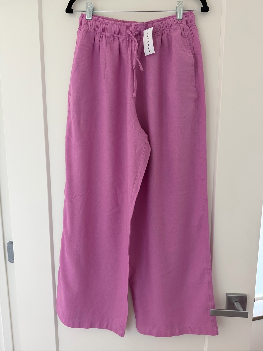 Topshop Drawstring Wide-Leg Pants in Pink